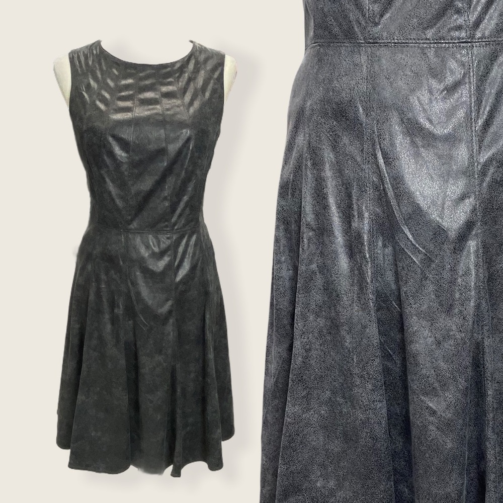 Vince Camuto EUC Faux Matte Leather Midi Dress 8